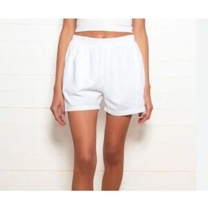 JOHN GALT Rosa French Terry Sweat Shorts Pockets Elastic Waist White Sz O/S